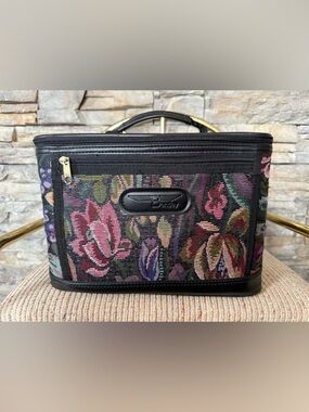 Vintage Bentley Floral Tapestry Makeup Train Case